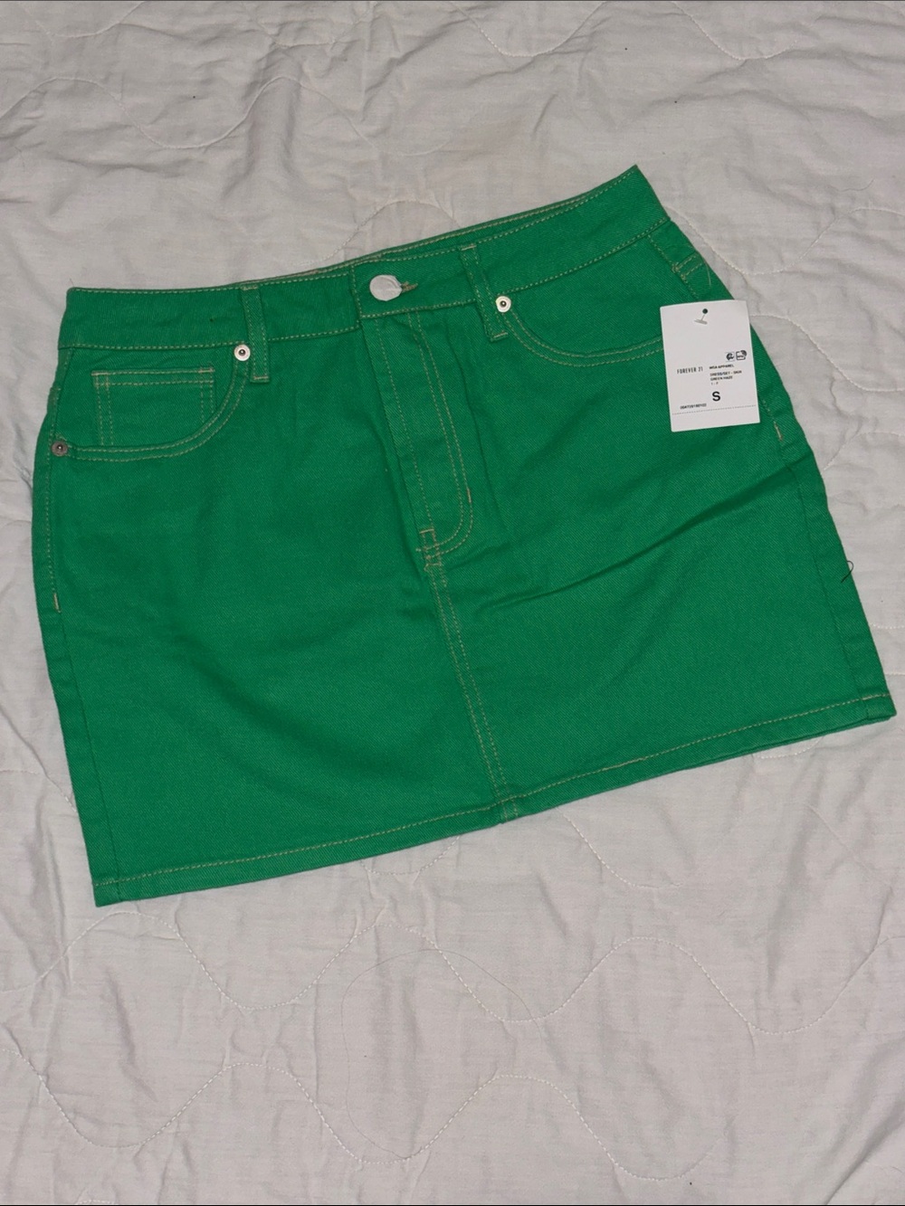 Forever 21 Emerald Green Denim Mini Skirt
